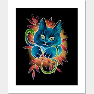 Neon cat Posters and Art